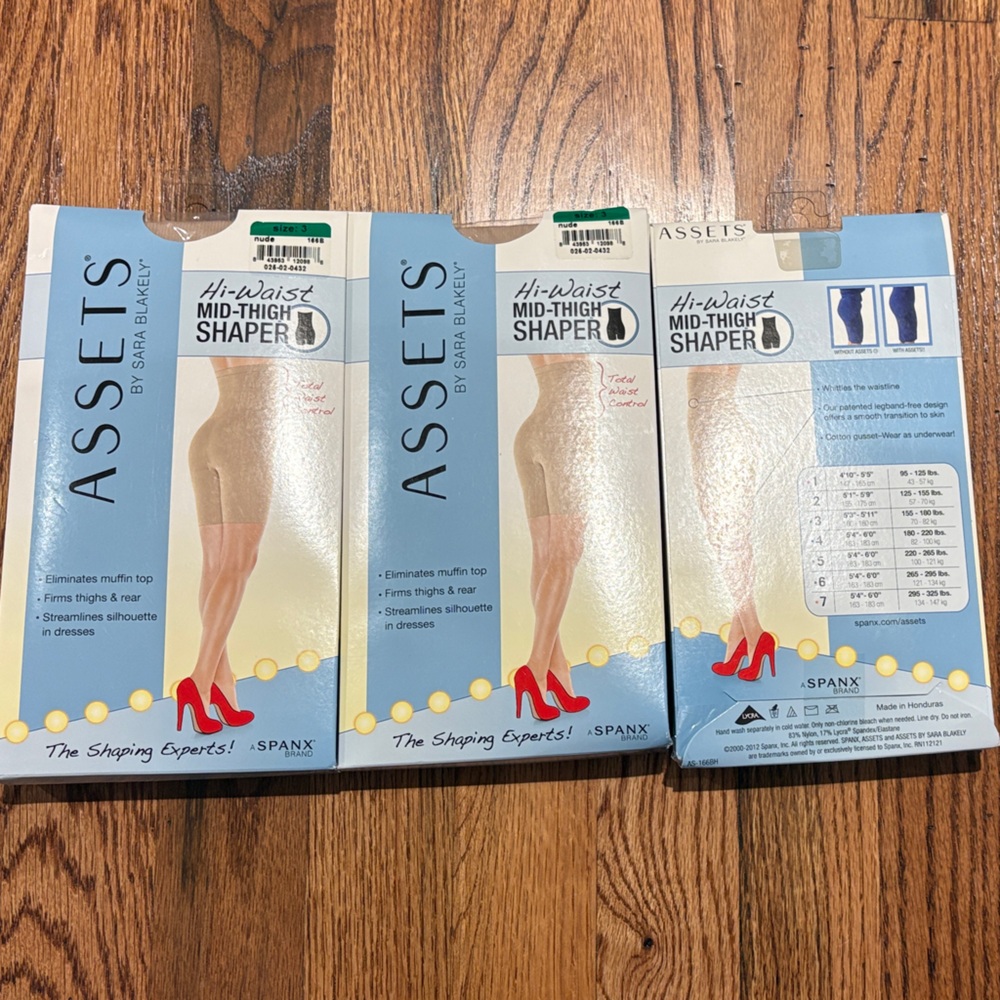 Spanx 3 pack. ASSETS by Sara Blakely Shaping Sheer Pantyhose in Blue and Nude